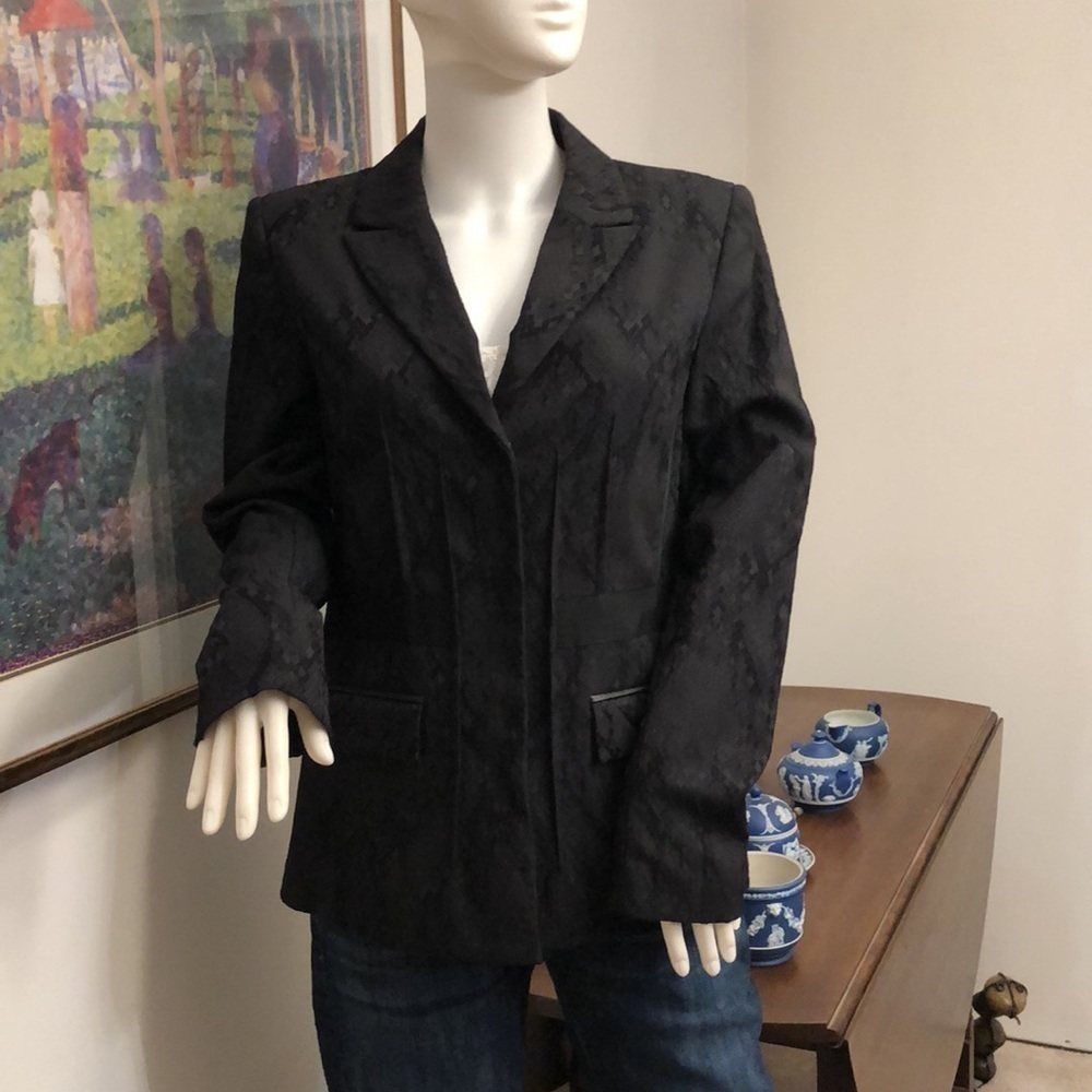 T Tahari Black Snakeskin Print Blazer Size 10 - Picture 7 of 16